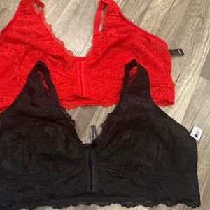 Torrid Red and Black Lace Bralette Duo